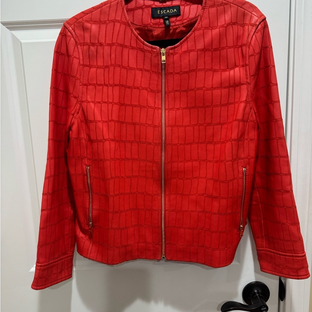 Escada Red Leather Jacket